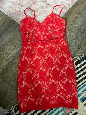 By the Way Revolve red lace mini dress